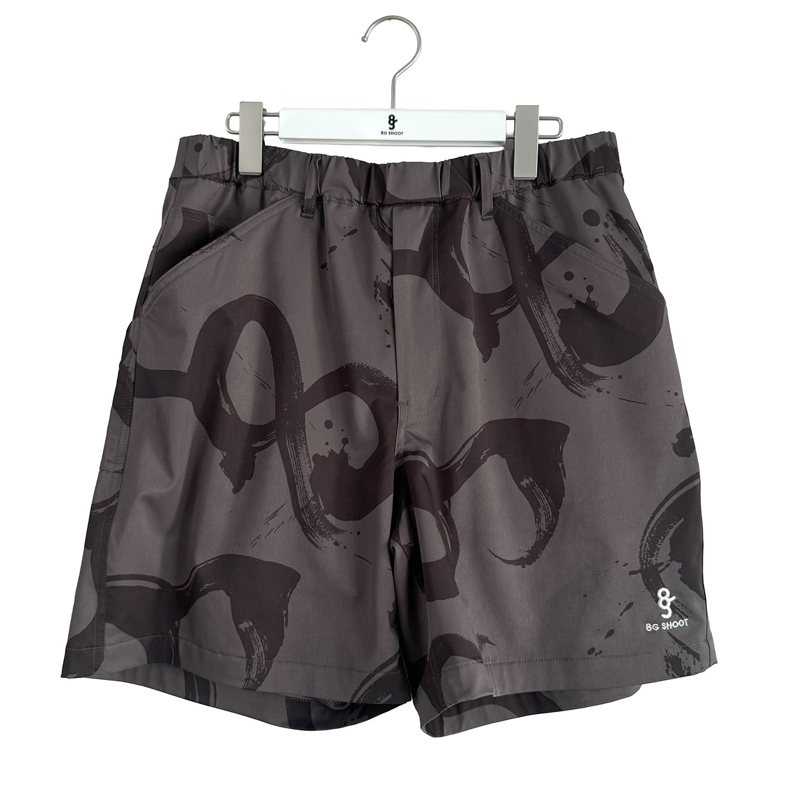 CALLIGRAPHY PATTERN SHORT PANTS -GRAY-