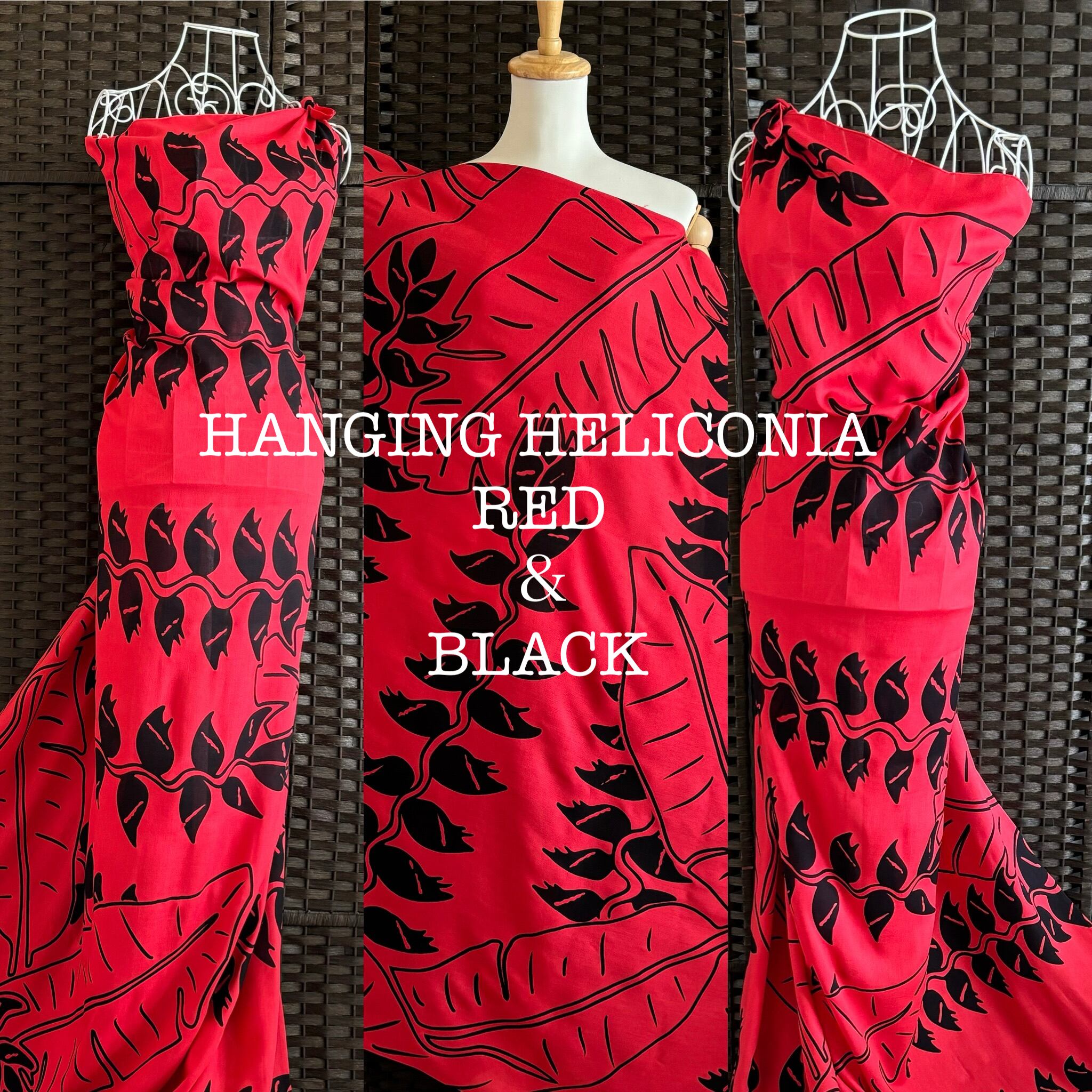 パレオ 【HANGING HELICONIA-RED-BLACK】ハワイ直輸入 パレオ 大判