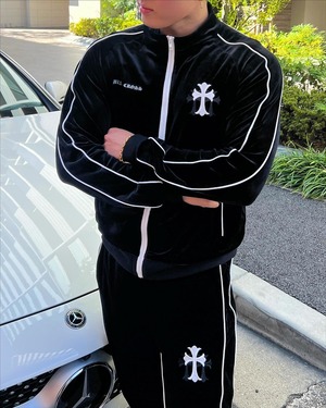 CROSS ZIP SWEAT PANTS BLACK【BB25018】