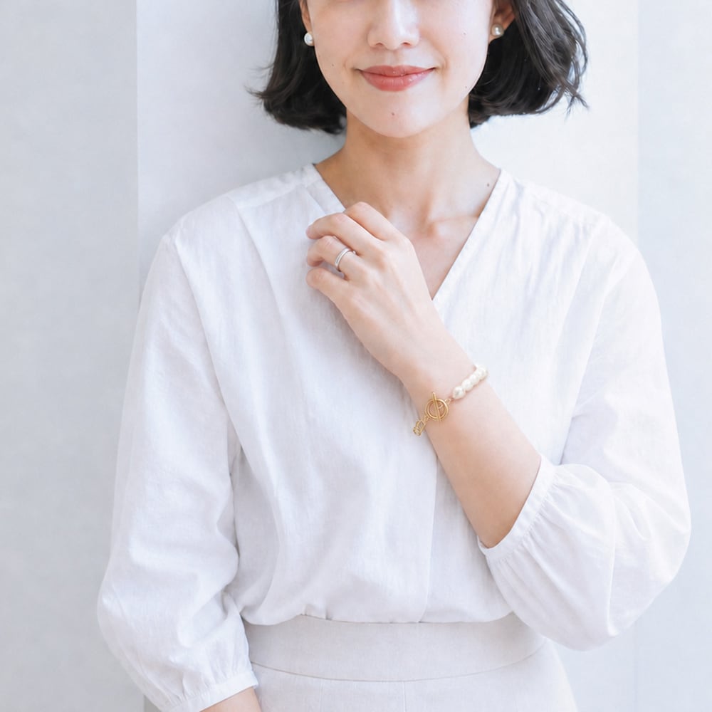 手元にさりげない華やぎ クリップチェーン ブレスレット / 淡水