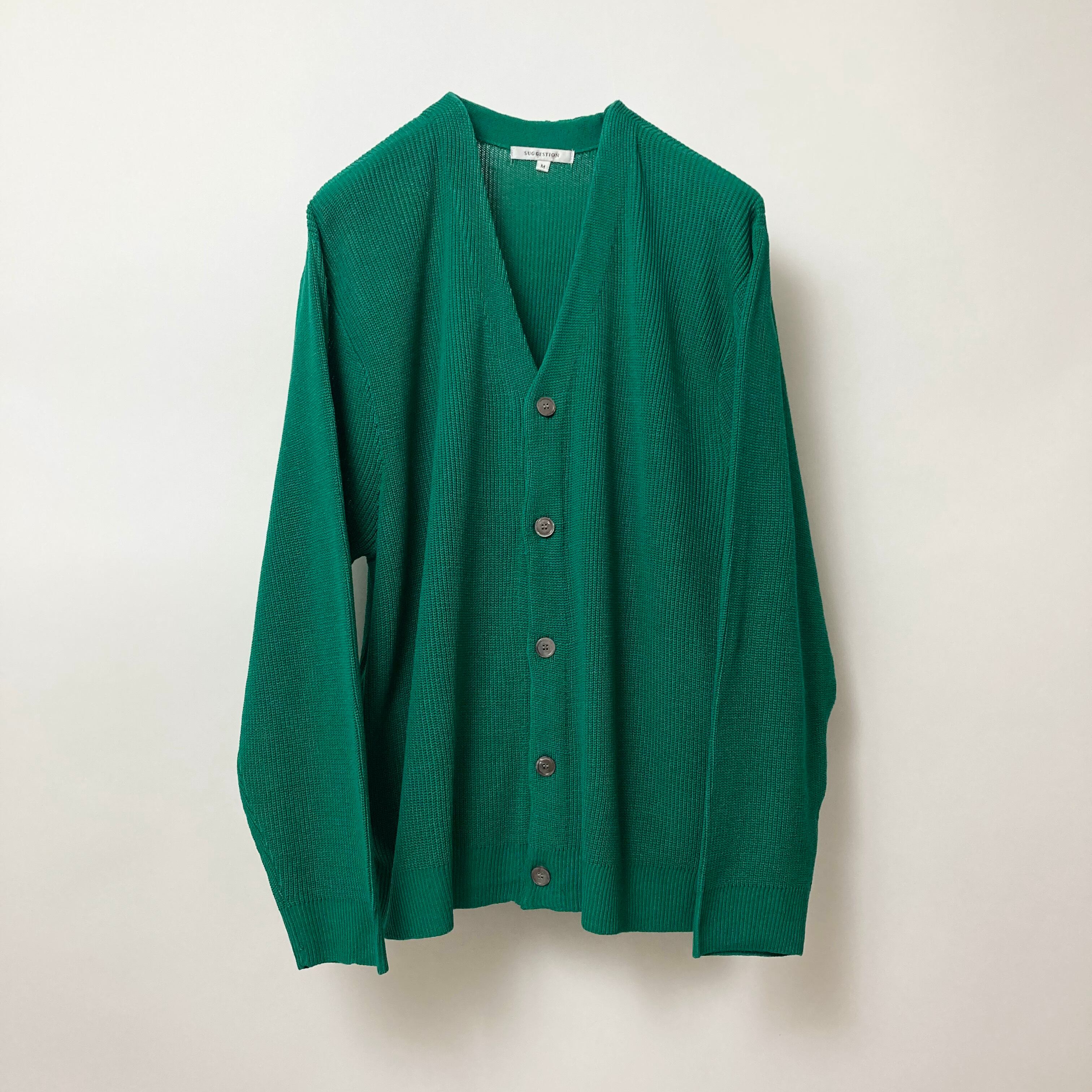 畦編みニットカーディガン