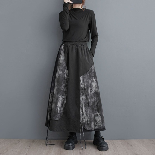 Drawstring gradient skirt C0965
