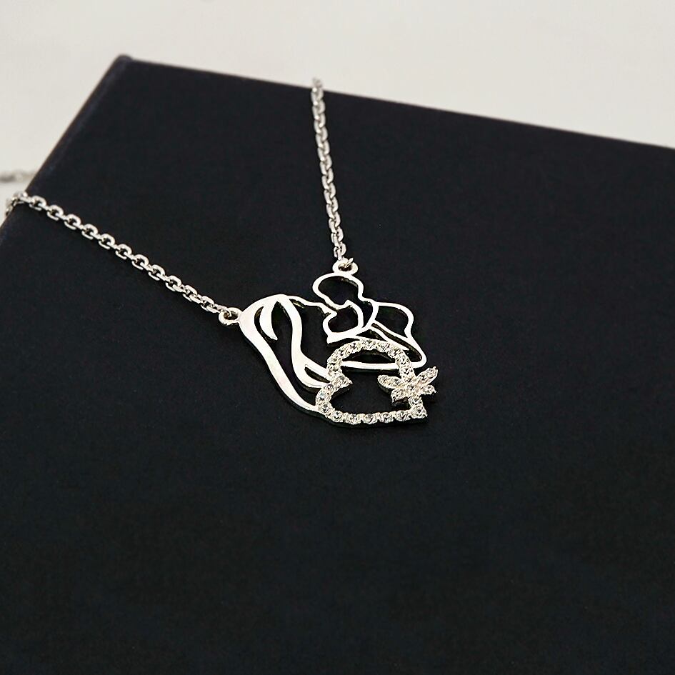 【親子ネックレス】SV925 ネックレス 親子ネックレス ペンダント シルバー SV925 キュービック モアサナイト 天然ダイヤモンド