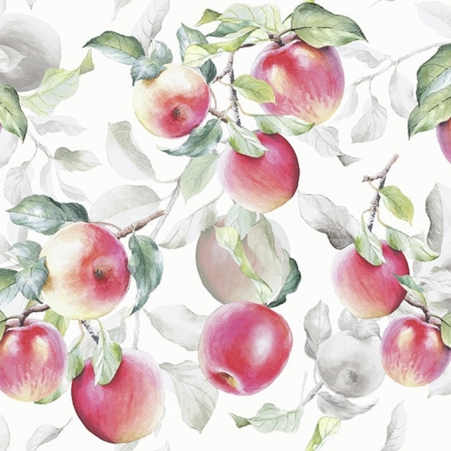 【Ambiente】バラ売り2枚 ランチサイズ ペーパーナプキン Fresh Apples ホワイト