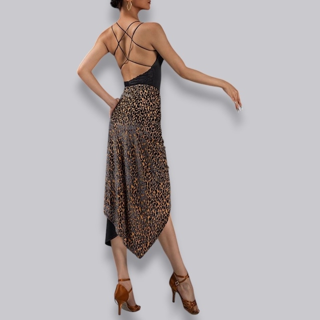 レオパード ドレープ アシンメトリー タイト スカート 1col D00063