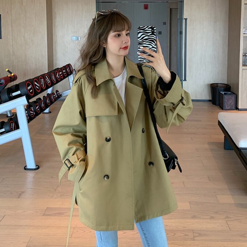 ウェストショートコート レディーススプリングオータムレッド薄手ジャケット 春物 秋物 YY-ファッション22809514762