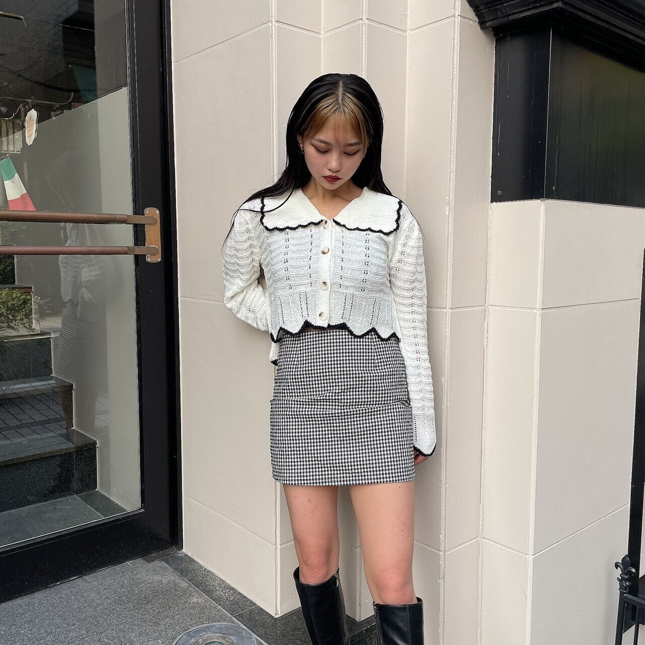 【Belle】gingham check mini skirt