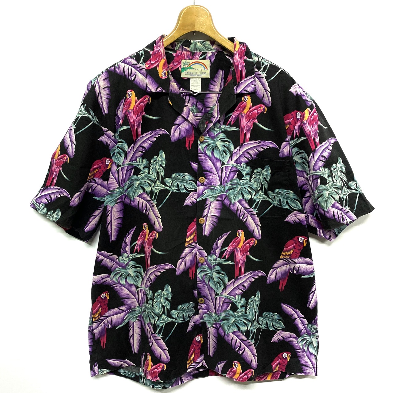 ハワイ製 PARADISE FOUND 半袖 アロハシャツ 総柄シャツ メンズXL 