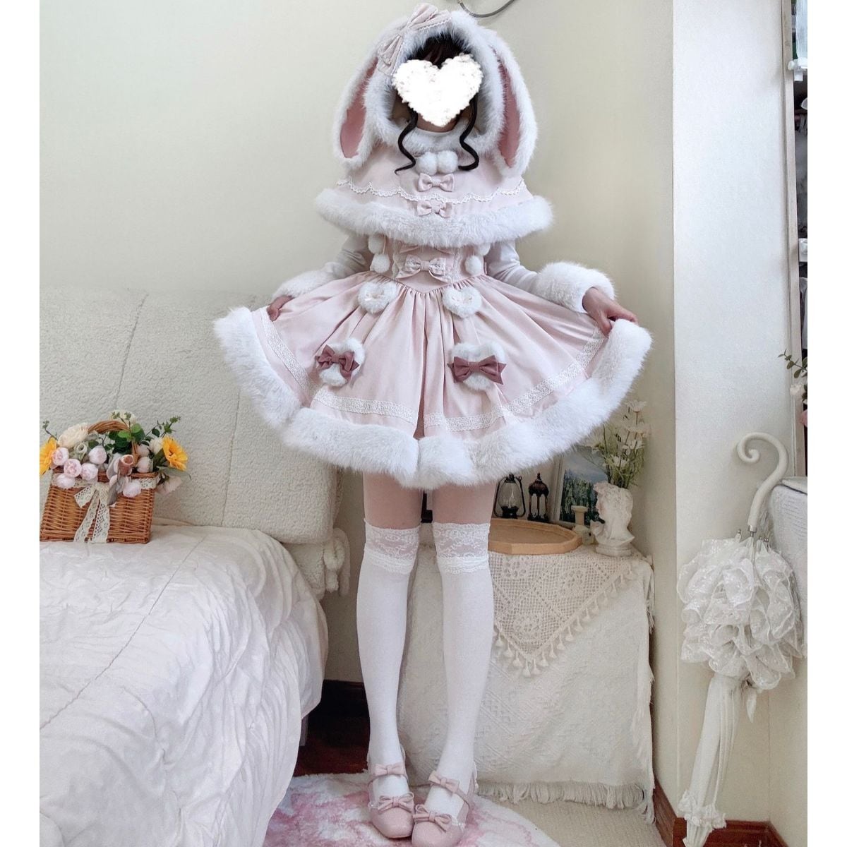 うさ耳ふわもこケープセットアップ：ワンピースセット | Maiden's Rêve