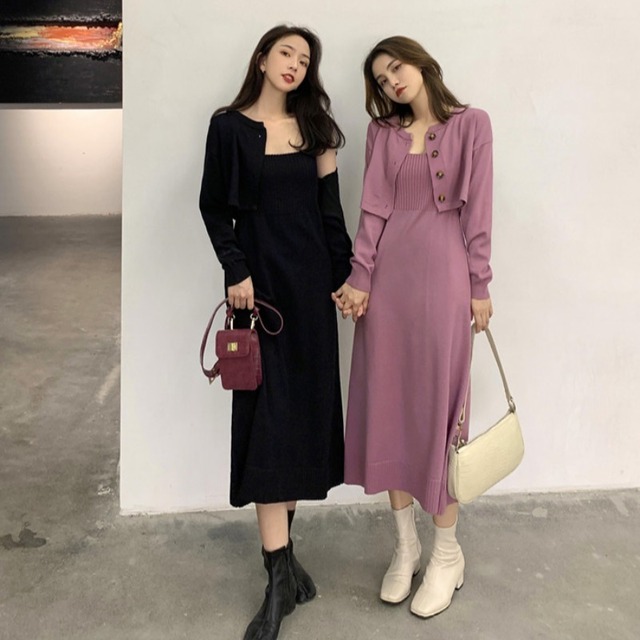 オータムスタイルスカート カーディガンジャケット ニットドレス 秋物 YY-ファッション58020931510