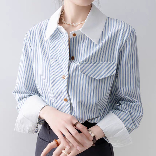 フレンチ風 ストライプ シャツ レディース 00094