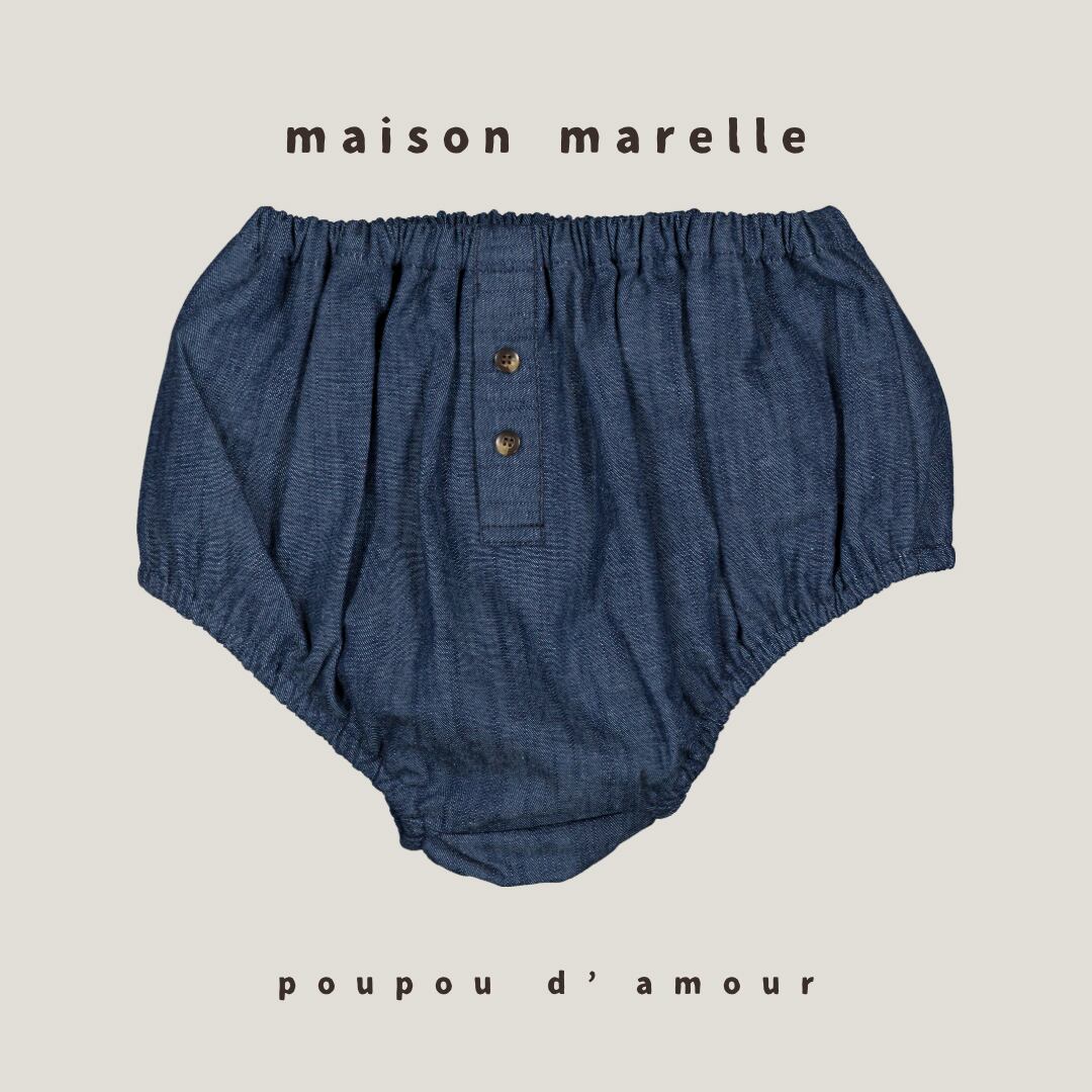 送料無料【予約】maison marelle|Bloomers CHAILLOT - blue denim (11月上旬以降入荷予定)