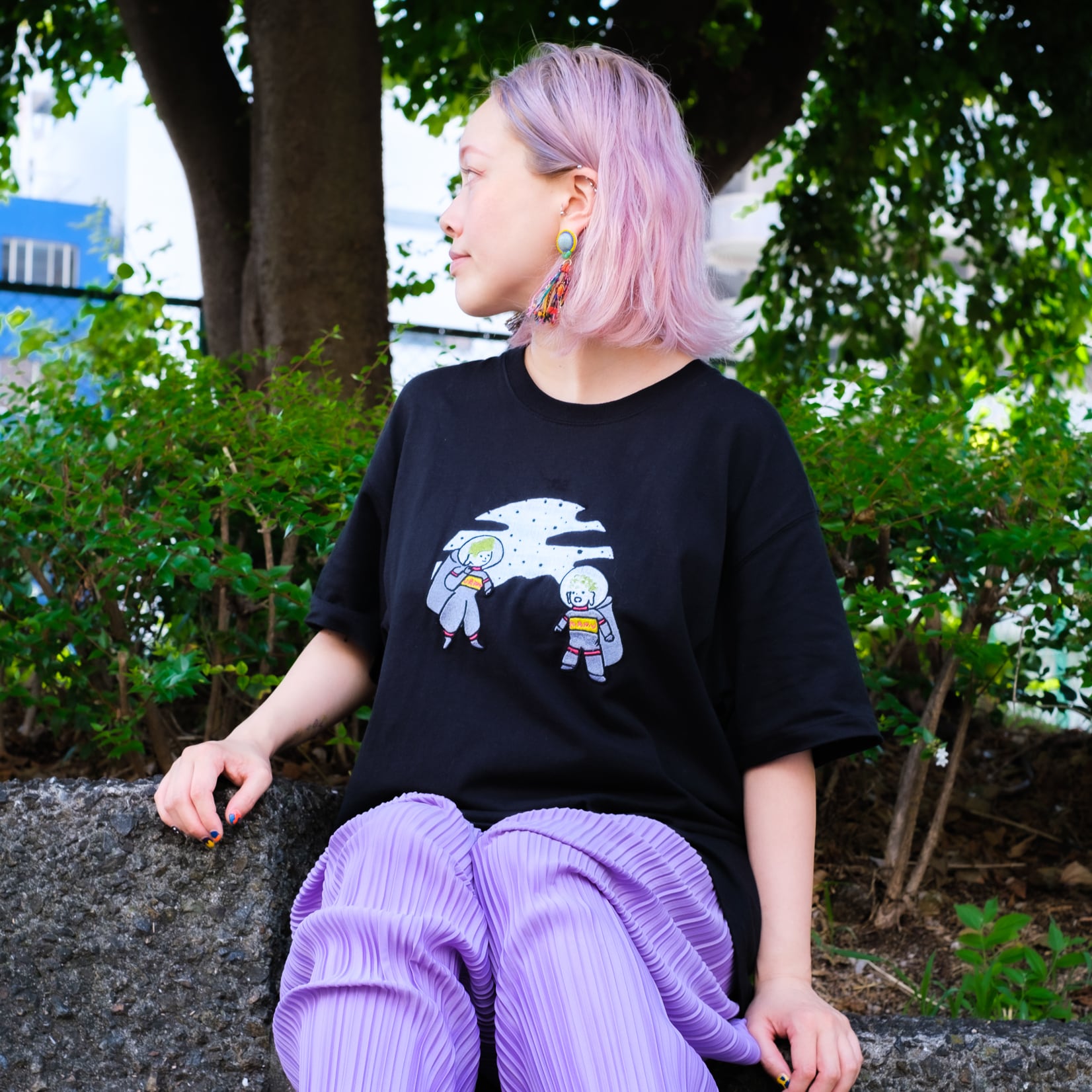 nukeme ヌケメ Uber×ネトフリ 刺繍長袖カットソー 252UWNH-CSM09-04