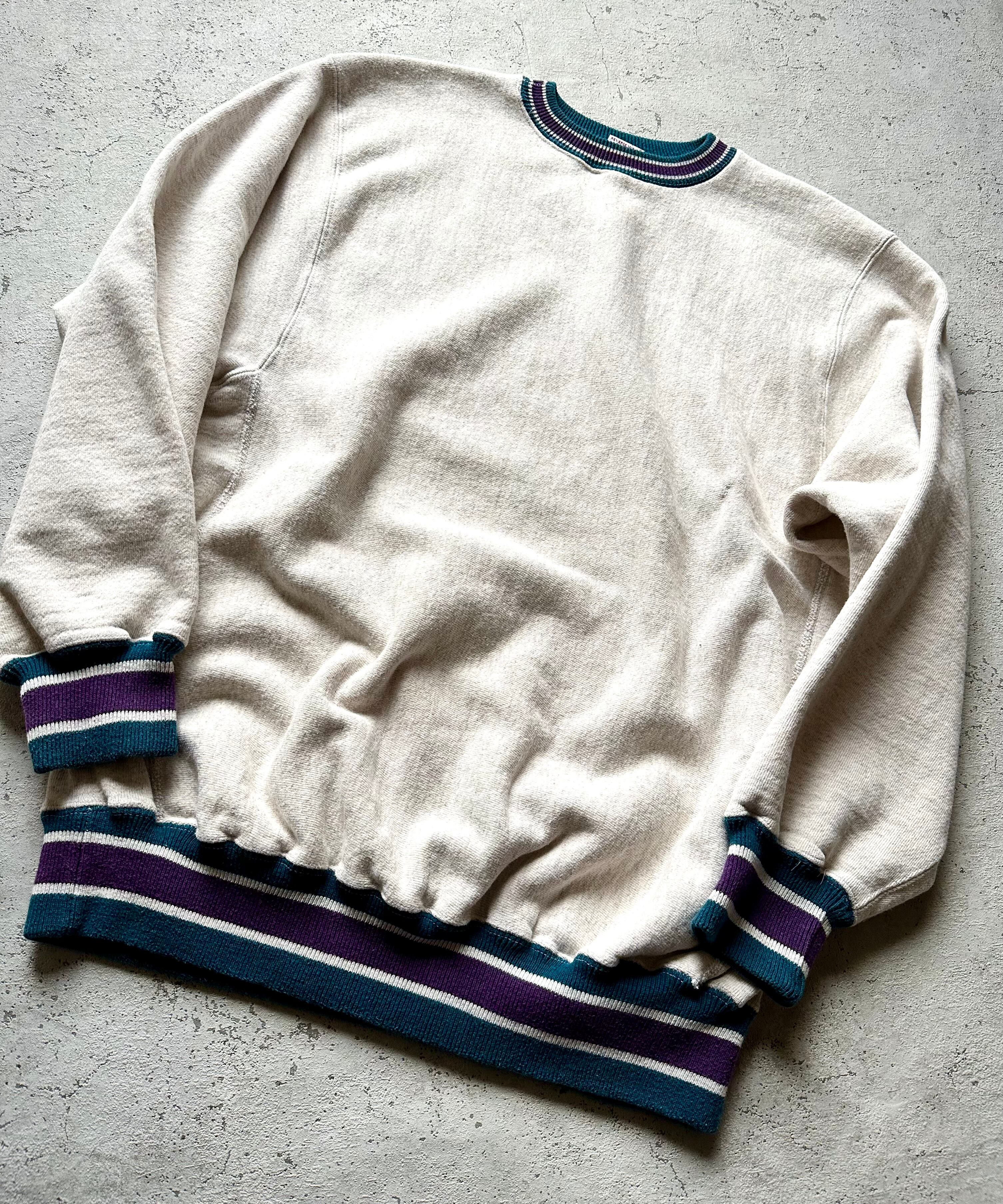 90s USA製 CHAMPION - RIB LINE REVERSE WEAVE SWEAT SOLID OLD