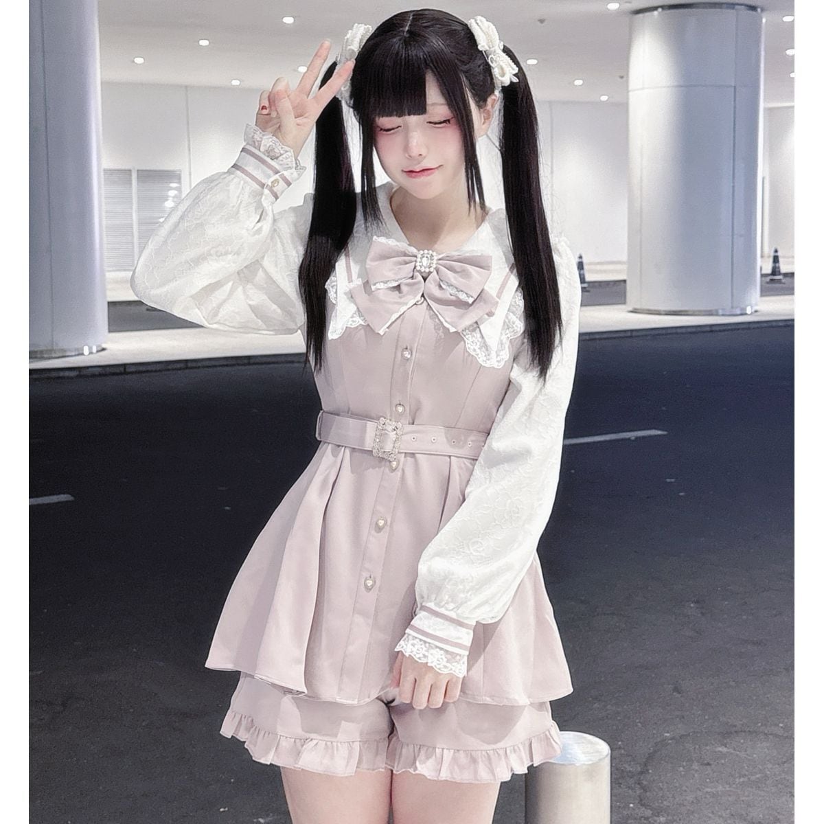 La Chapelle、フリル、半袖シャツ、ショートパンツセット、ジュアルパンツ ロジータ ROJITA フラップポケットシアーフリルショートパンツ