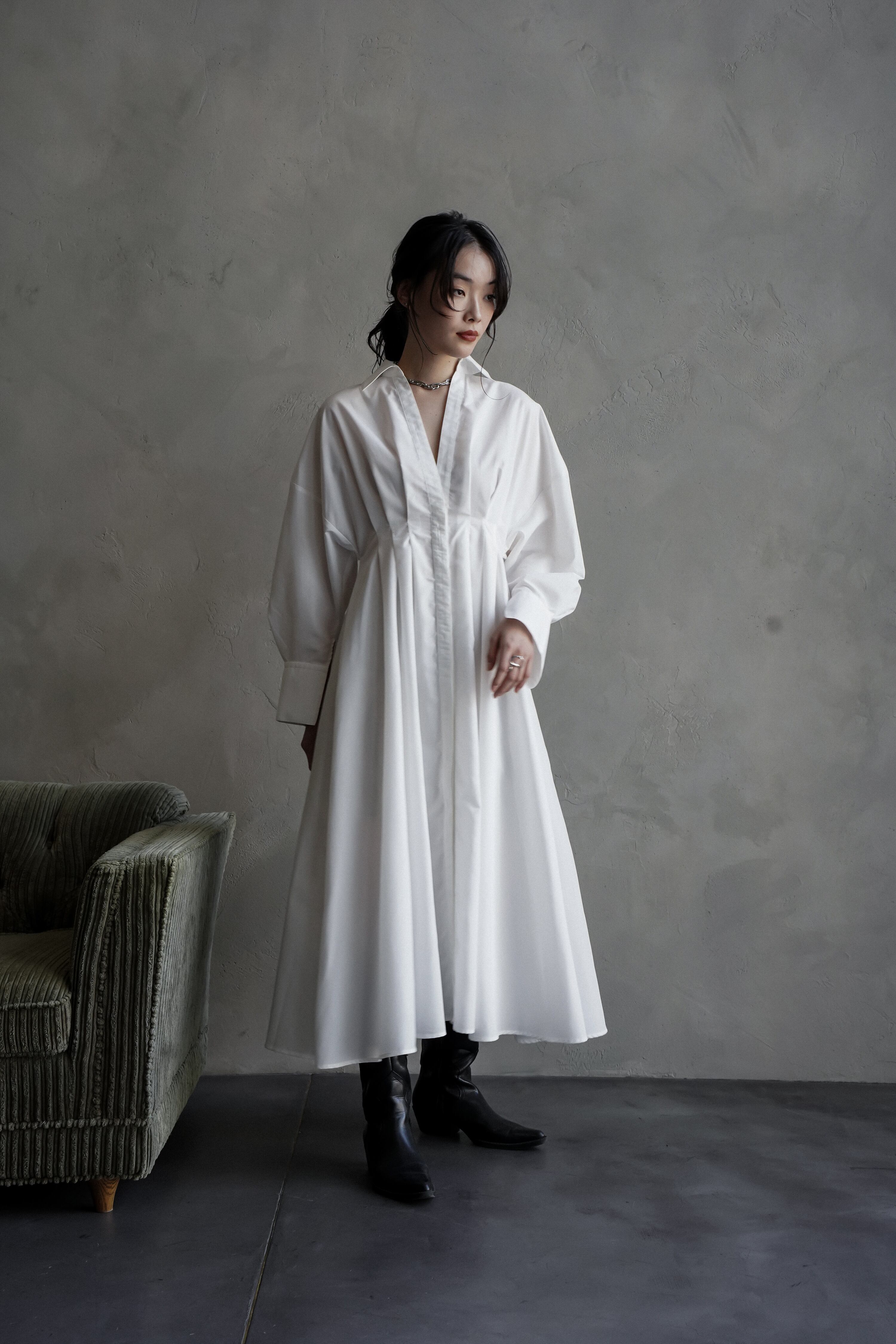 TUCKED SHIRT DRESS 【CA3S-O406】 | CIEL'AIR