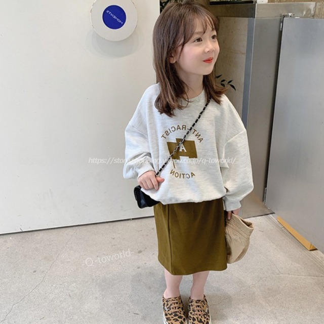 【90㎝-140㎝】セットアップ　トレーナー+スカート　女の子　子供服　2点セットカジュアル　韓国版　可愛い