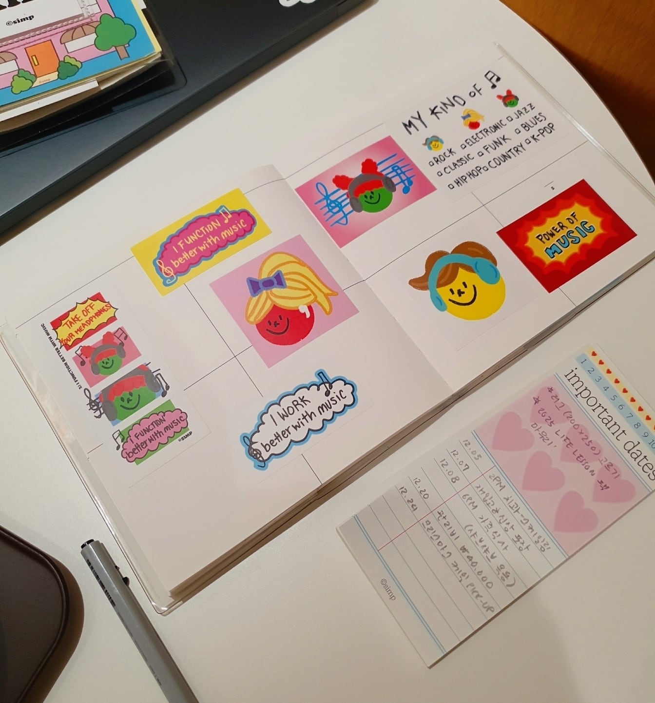 simp】ステッカーパック BETTER WITH MUSIC | 韓国文具・雑貨