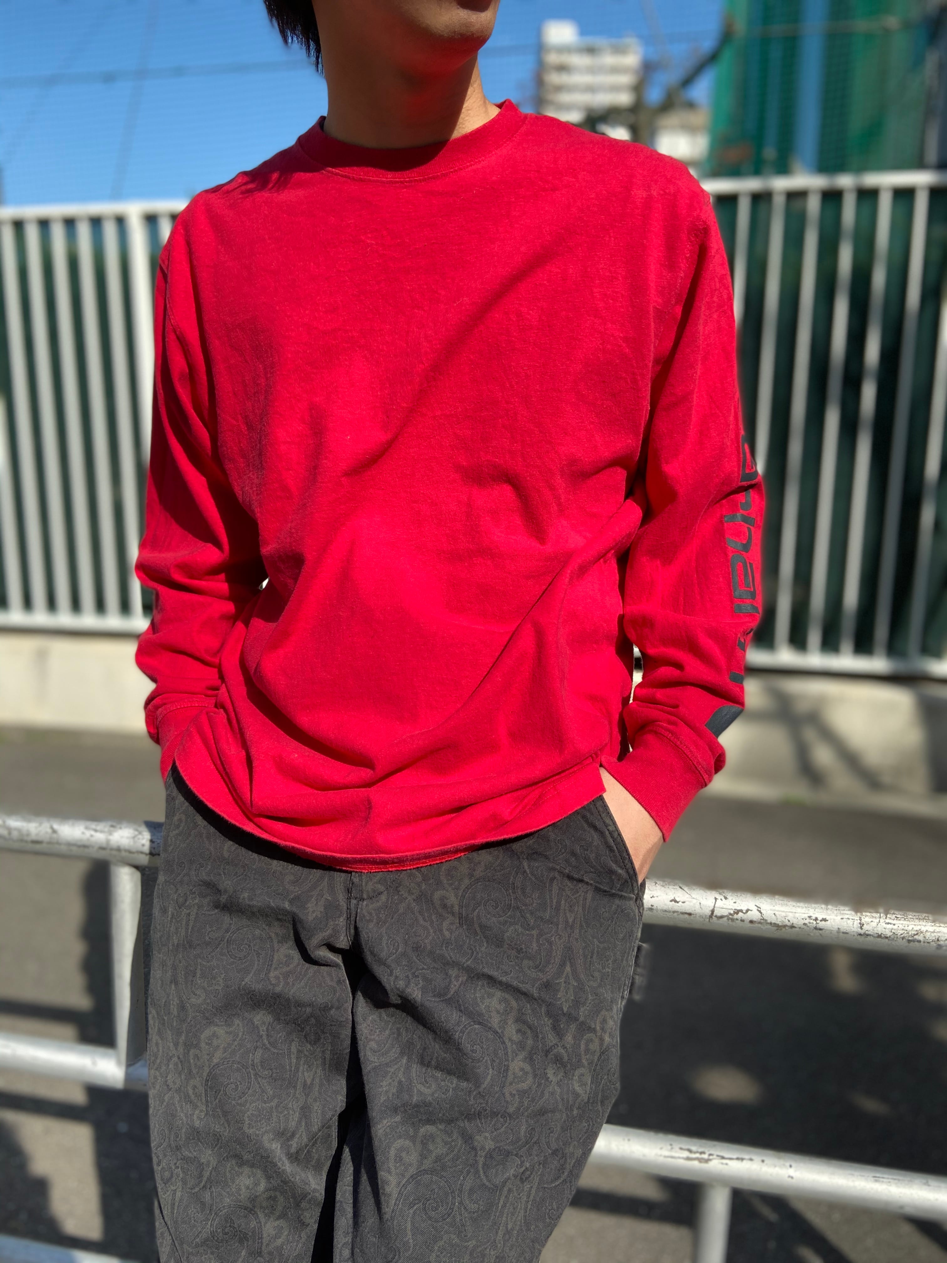 送料無料』Carhartt カーハート 袖プリントロンT 赤 M 長袖Tシャツ