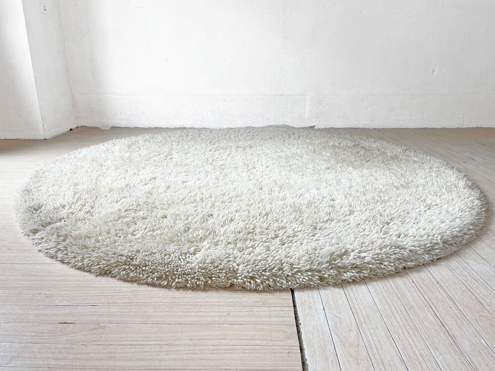 カーペット アクセントラグ 絨毯 ホワイト パイル生地 Φ160cm ラウンド 円形