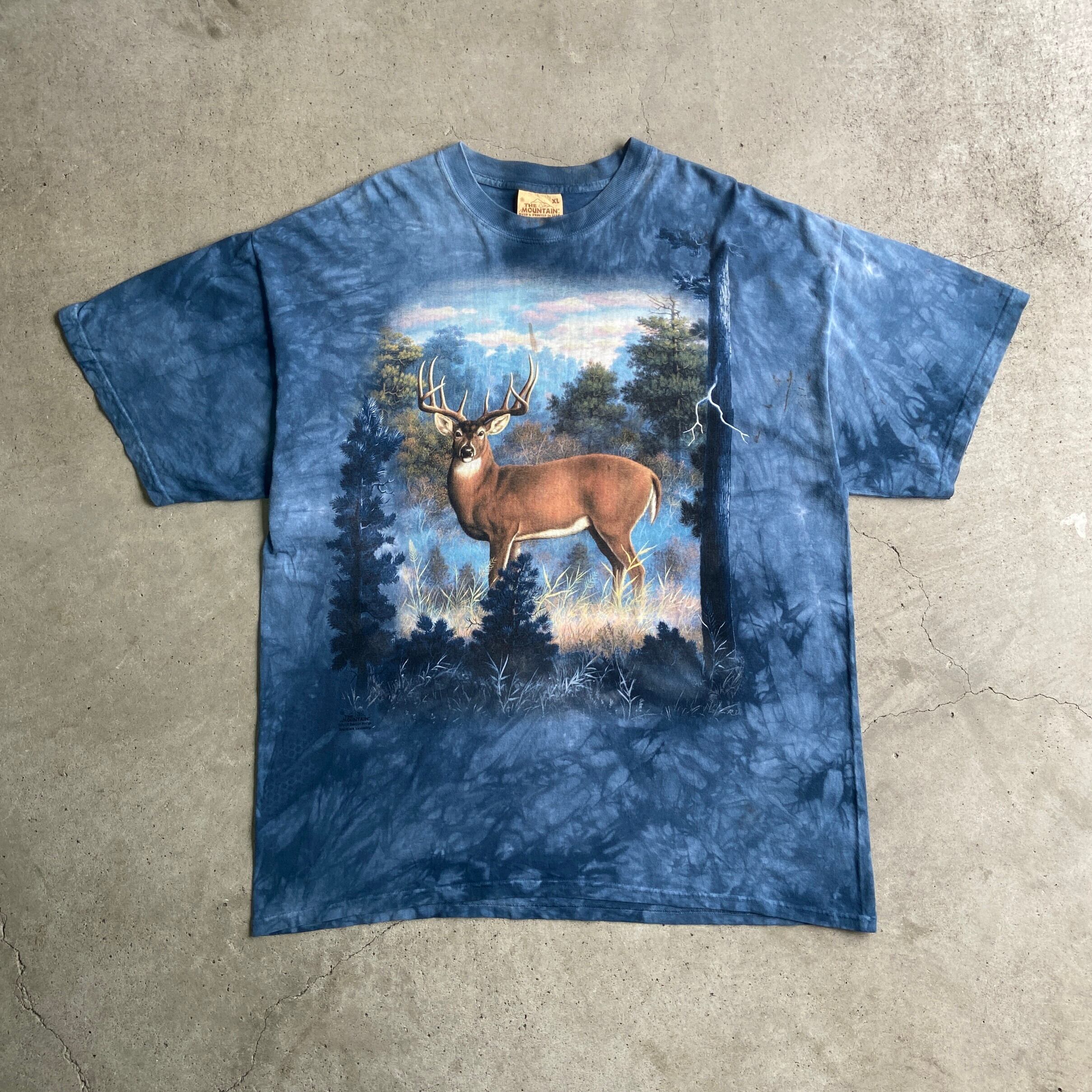 00年代 THE MOUNTAIN 鹿 タイダイ 動物 アニマルTシャツ メンズXL 古着