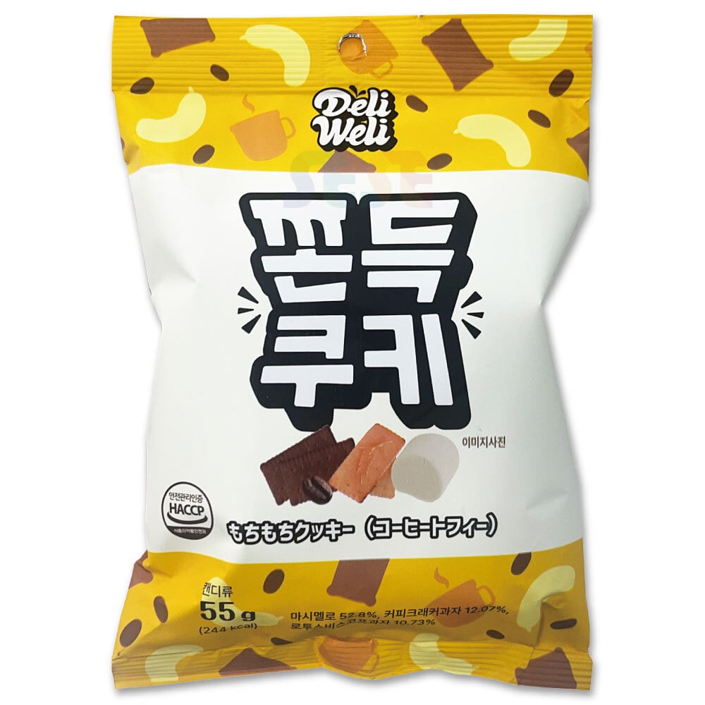 DeliWeli もちもちクッキー (コーヒートフィー) 55g デルリウェリ 韓国お菓子 マシュマロ入りクッキー
