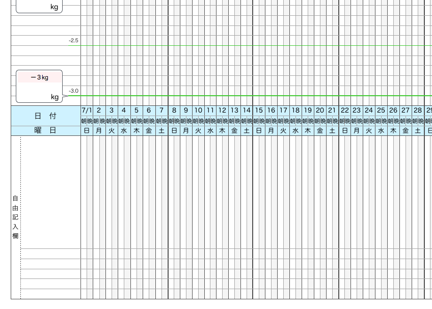 Numbers ダイエットカレンダー ３ヶ月分 てんぷれ工房
