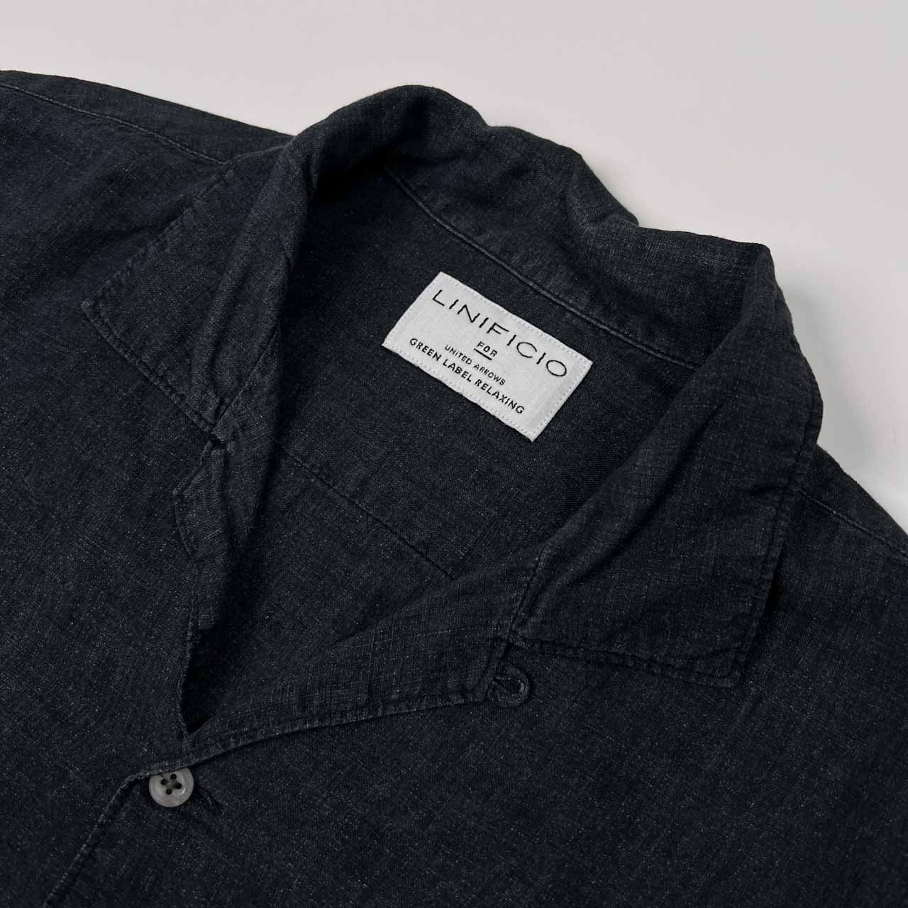 麻100% UNITED ARROWS ユナイテッドアローズ LINIFICIO 開襟 オープン