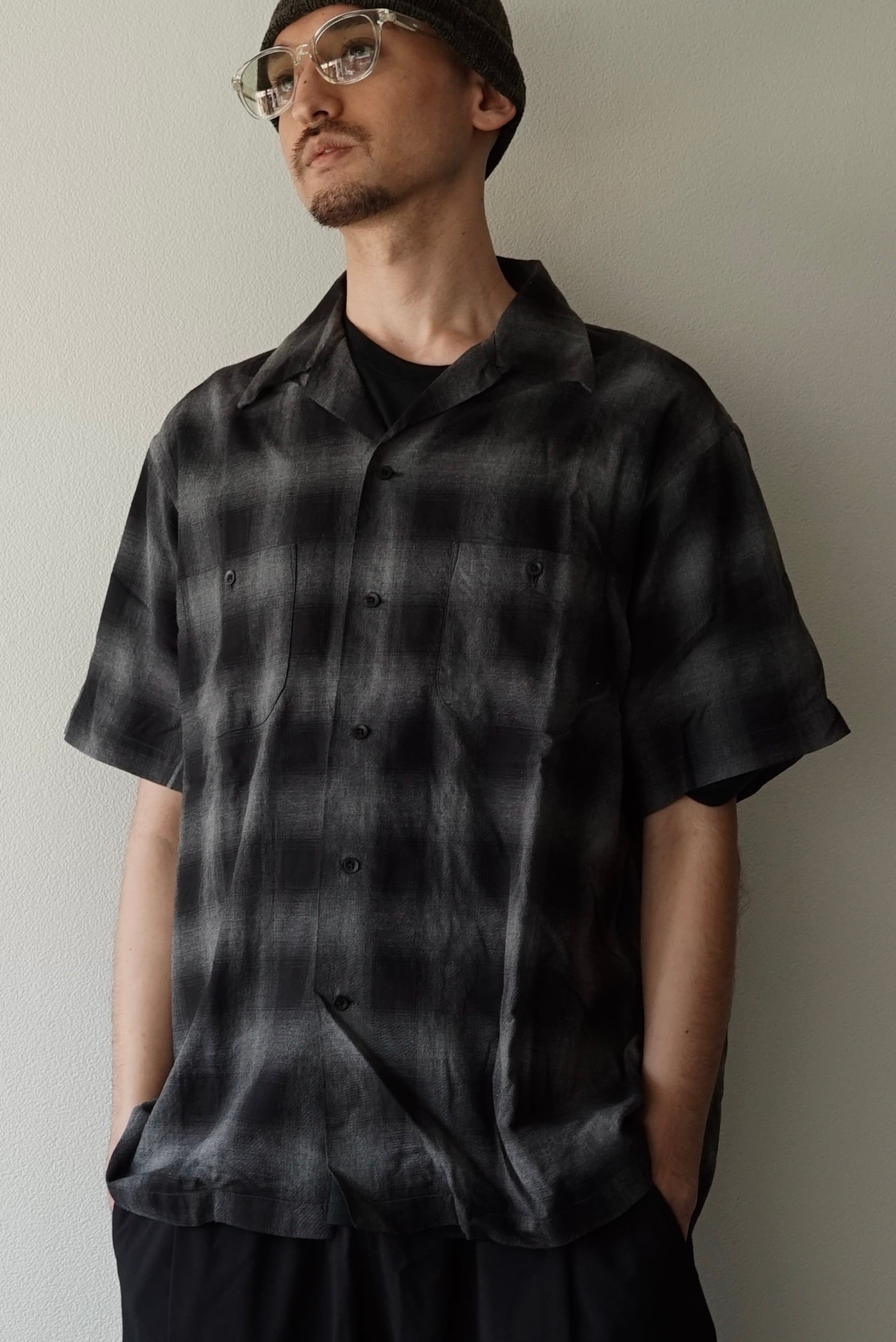 lite Ombre Check / Open Collar H/S Shirts（SHADOW） | C O L I N A