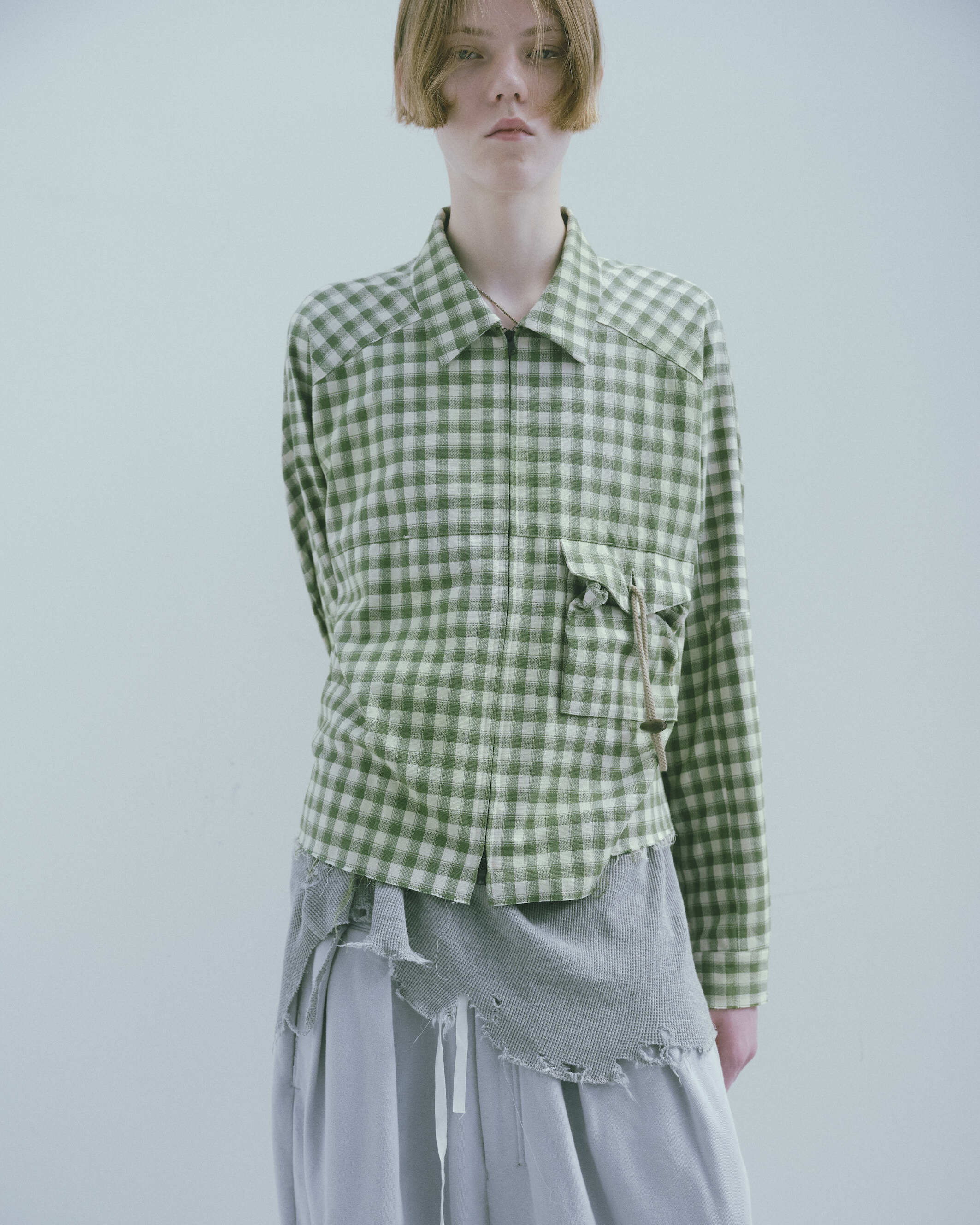 【新品】ANCELLM C/R CHECK SHORT ZIPUP SHIRT C/R CHECK SHORT ZIPUP SHIRT(BLACK) – ANCELLM