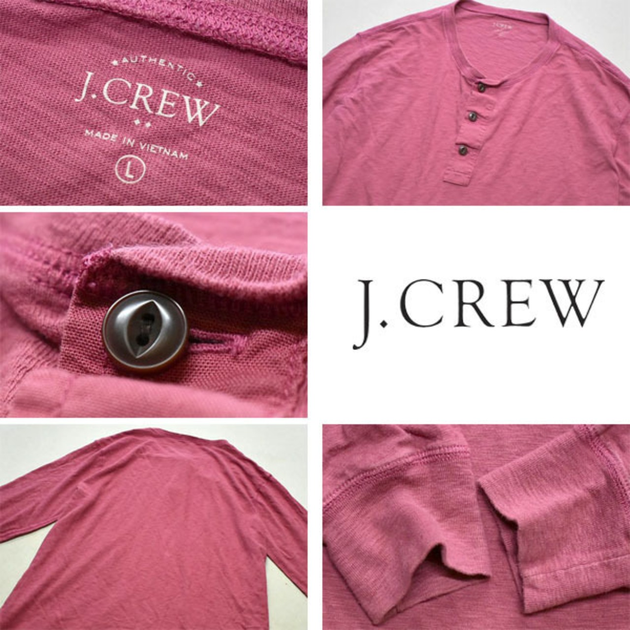 1点物◇ジェイクルーJ CREWヘンリーネック無地サーマル長袖ロンTシャツ 
