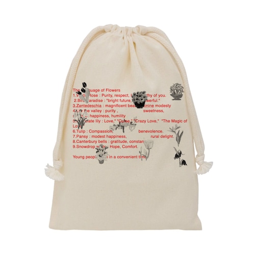 M size Language of flowers pouch