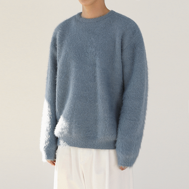 モヘア ラウンドネック セーター ニットトップス セーター メンズファッション 4色 韓国