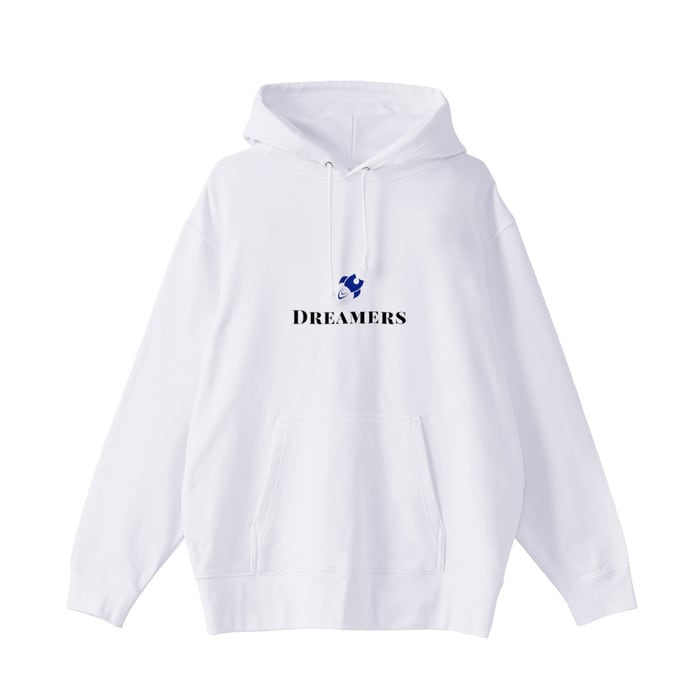 刺繍】白フード付きパーカー×ステッカー風ロゴセンター | Pay ID