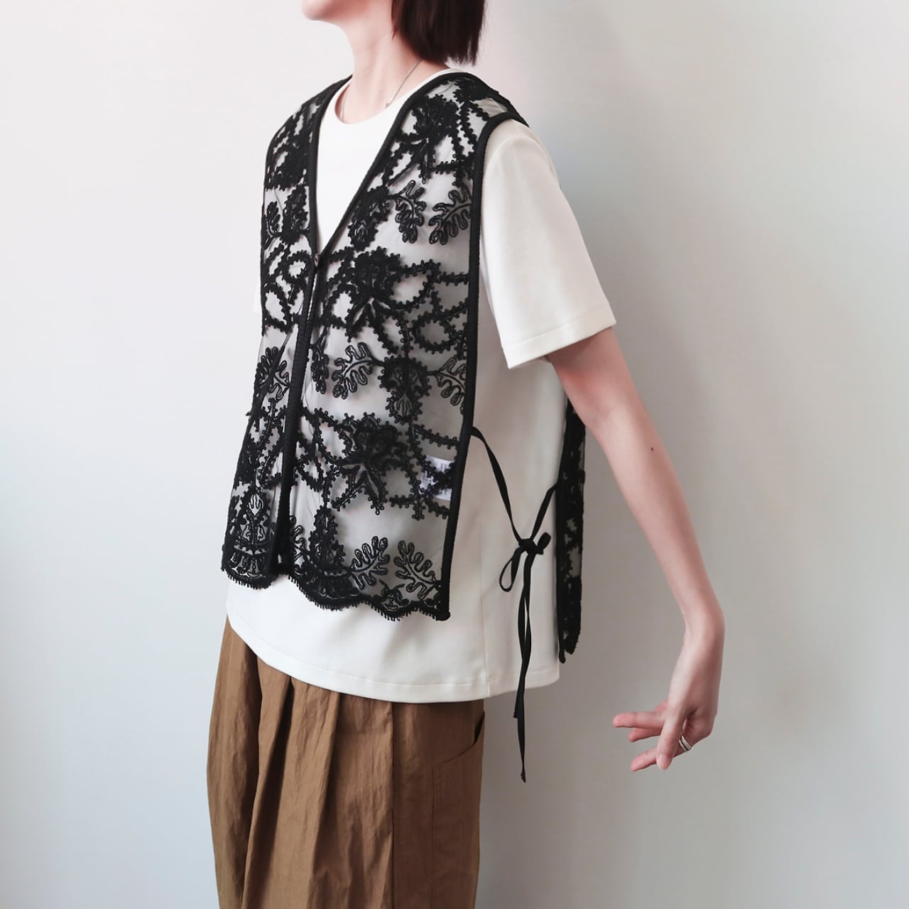 2wayチュールレースサイドリボンベスト A01645