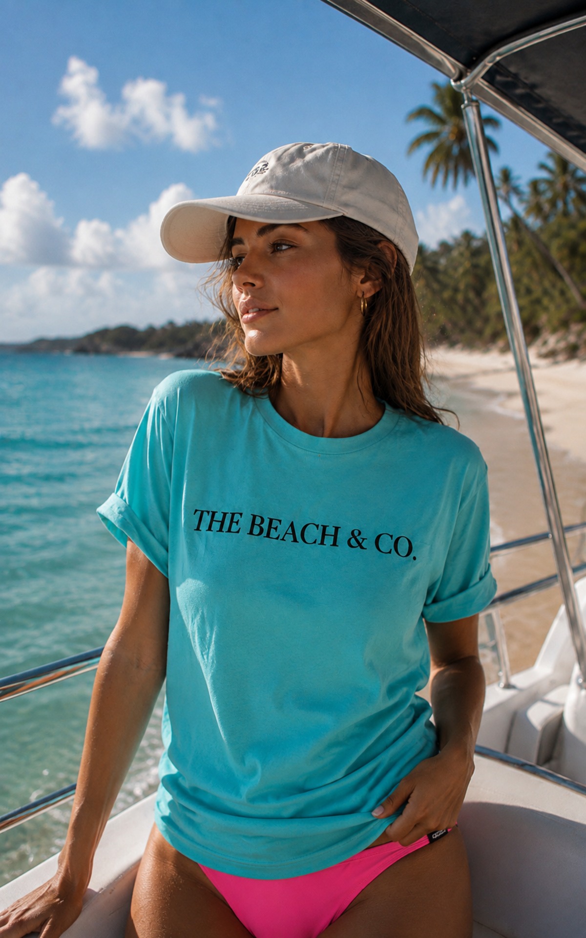 THE BEACH & Co. 速乾ドライTシャツ ティファニーブルー×ブラック