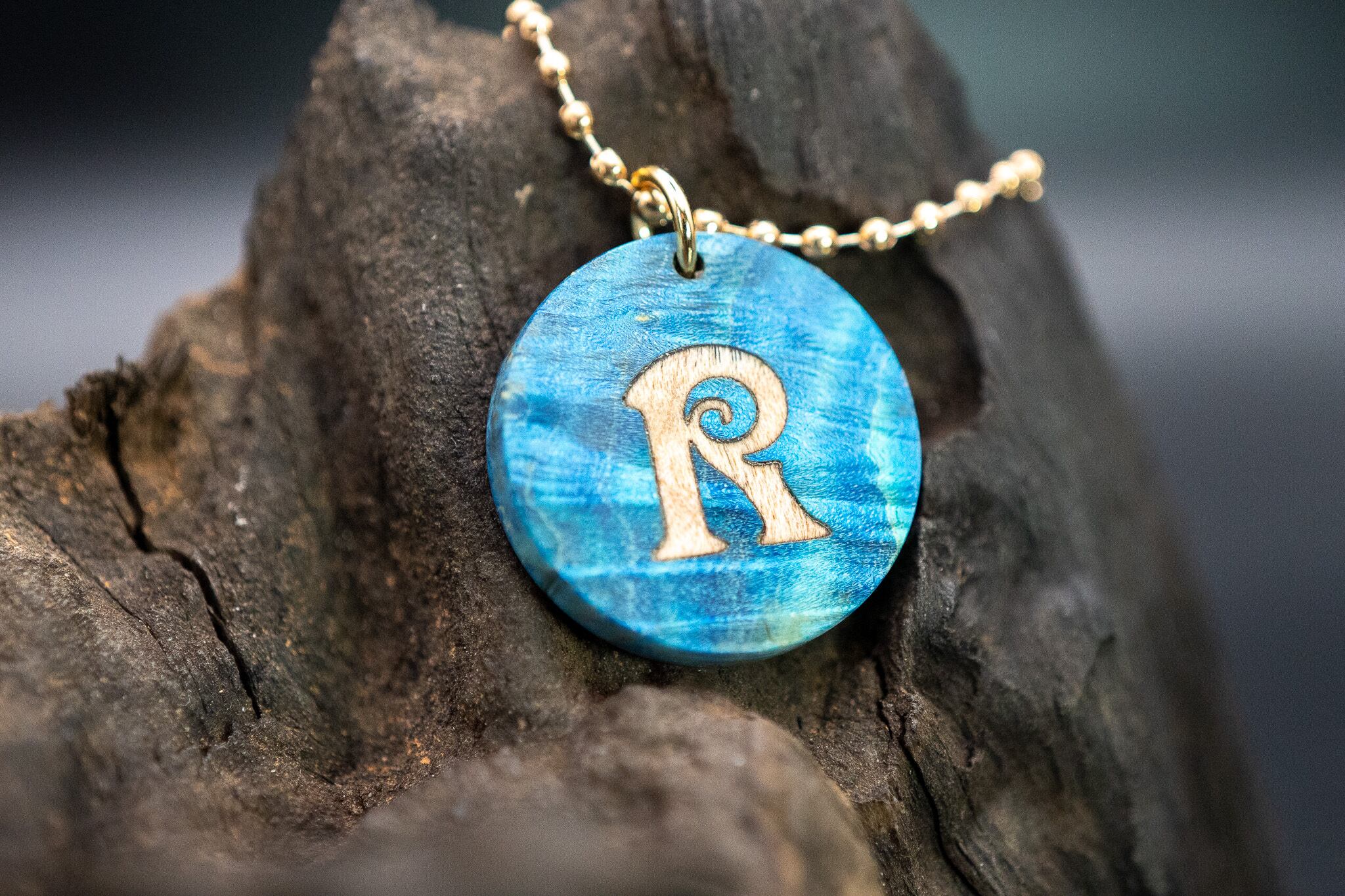 スタビライズドウッド メープルバール ラウンド タグ イニシャル