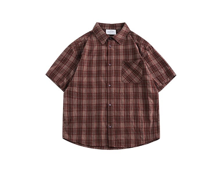 ギンガムチェックシャツ / Gingham Checkered Short Sleeve Shirt