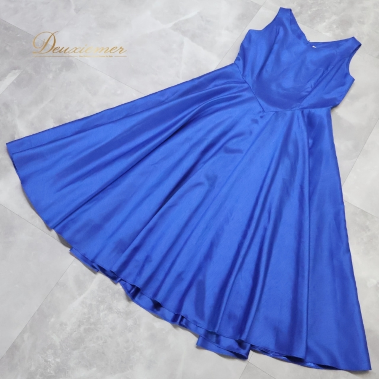 フラダンス 衣装 ワンピース ドレス メネフネプランテーション ブルー系 MENEHUNE PLANTETION ノースリーブ チュールスカート ワンカラー 無地 かわいい 華やか 鮮やか 明るい 爽やか 青 ハワイアン アロハ フラ ダンス レッスン 練習