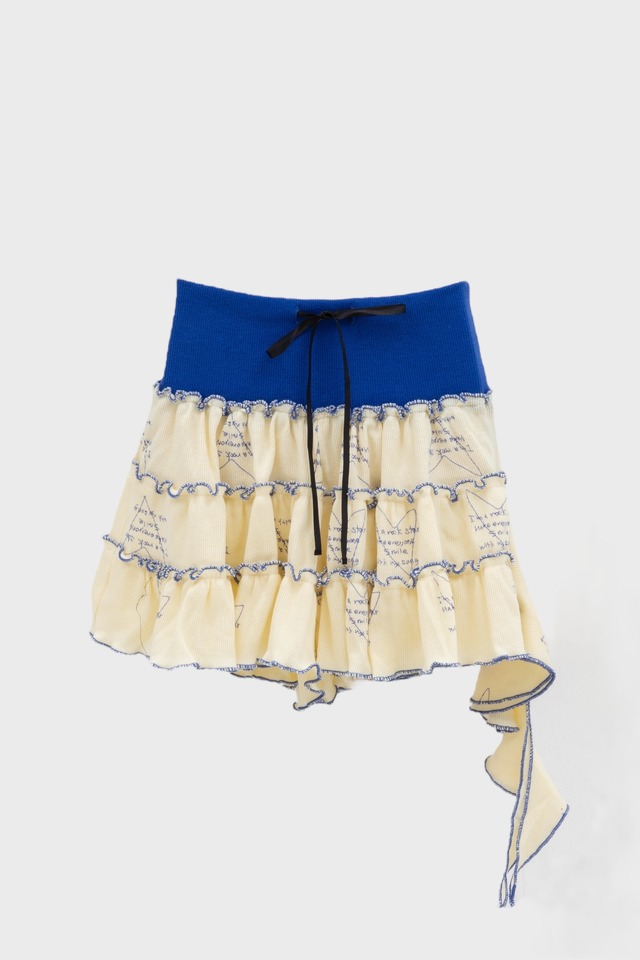 〈 folkmade 25SS 〉 heart song jersey skirt / F25SS-007 / S-L / ivory×blue