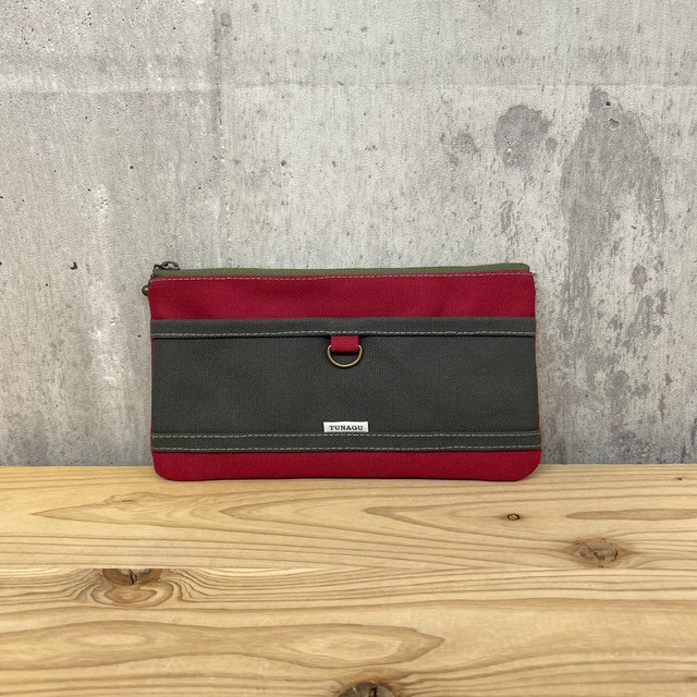 お値引きカラー‼️Mulch Wallet pouch 【赤ワイン×アスファルトグレー】