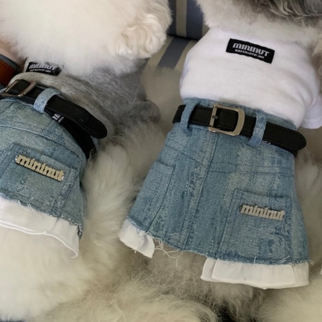 【予約】Surgical Logo Vintage Cutting Denim Skirt / mininut　韓国犬服