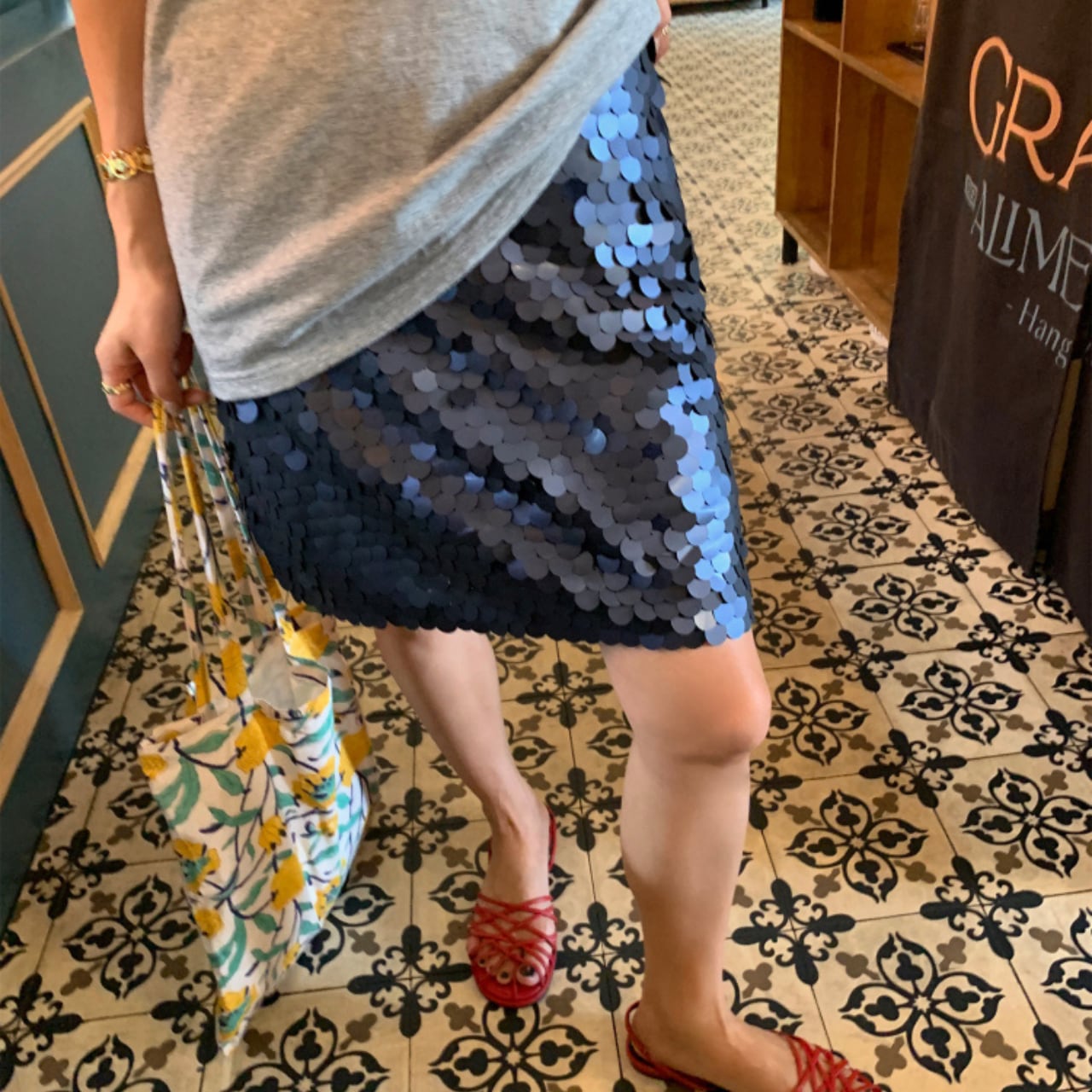 Slim sequin mini skirt 00342