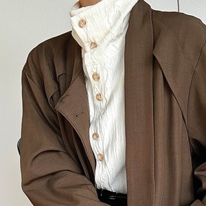 Wrinkle Texture Stand Collar Shirt / リンクル テクスチャ スタンドカラー シャツ