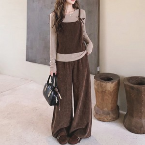 Brown shirt, vest & wide pants set S1976