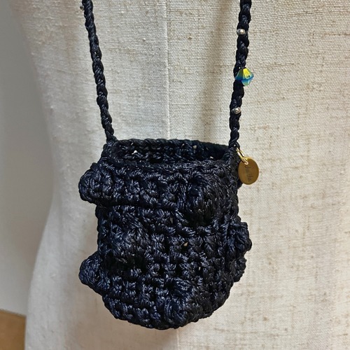 Pendant / Black / クロッシェバケットバッグ型アクセサリー