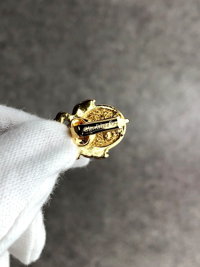 Christian Dior クリスチャン ディオール イヤリング ゴールド リボン vintage ヴィンテージ オールド jjdksh