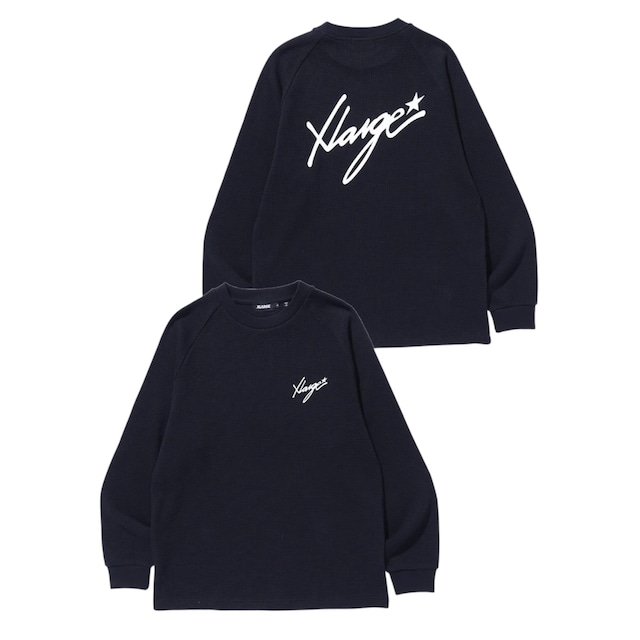 【XLARGE】WAFFLE RAGLAN TOP / BLACK【エクストララージ】