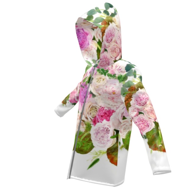 【受注製作】和薔薇と竹の花　防水ジャケット（レインコート）