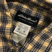 Eddie Bauer エディーバウアー チェック柄 BD ボタンダウン 長袖シャツ M /うすイエロー・ネイビー系 メンズ アウトドア